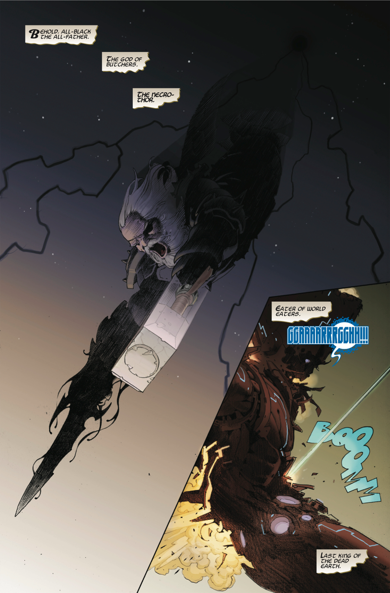 Illustration for article titled Exclusive Marvel preview: Necro-Thor battles Galactus in Thor: God Of Thunder #23